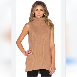 Vince Tan Sleeveless Turtleneck Top